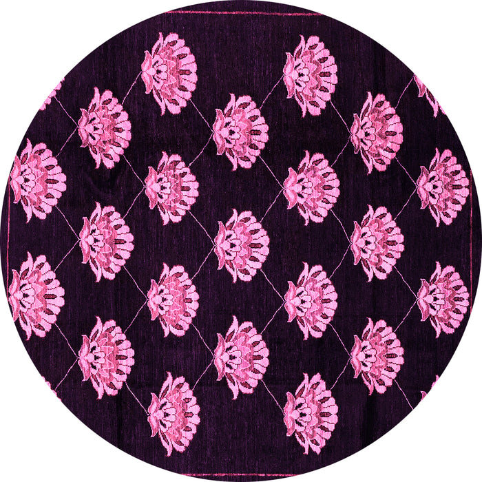 Round Machine Washable Abstract Pink Modern Rug, wshabs3232pnk