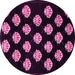 Round Machine Washable Abstract Pink Modern Rug, wshabs3232pnk