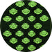 Round Machine Washable Abstract Green Modern Area Rugs, wshabs3232grn