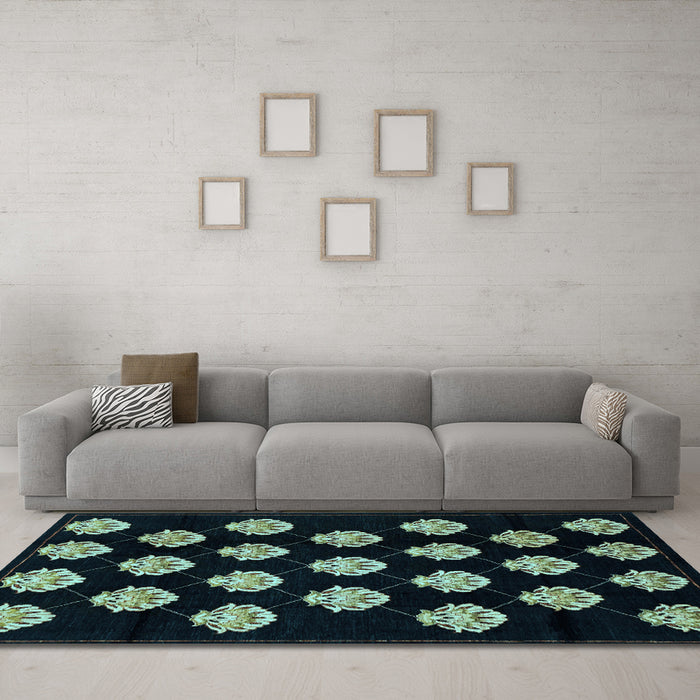 Machine Washable Abstract Light Blue Modern Rug in a Living Room, wshabs3232lblu