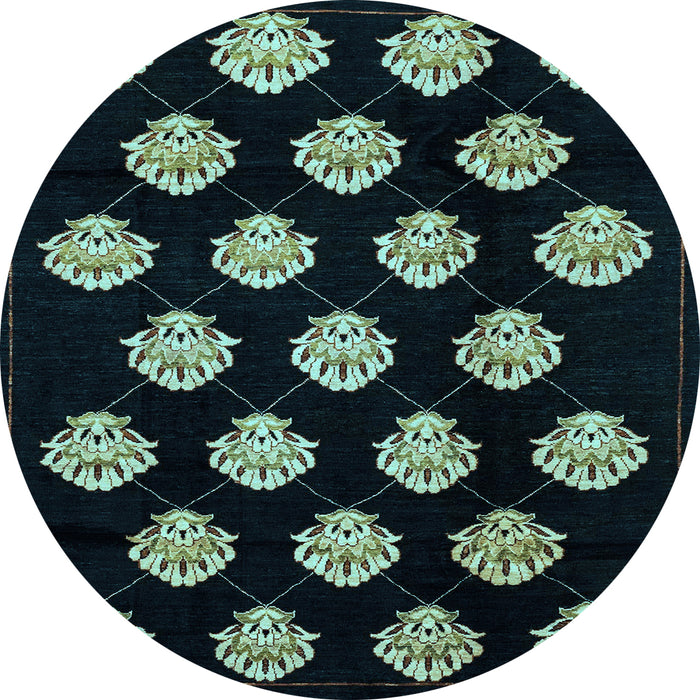 Round Abstract Light Blue Modern Rug, abs3232lblu