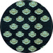 Round Abstract Light Blue Modern Rug, abs3232lblu