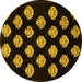 Round Abstract Yellow Modern Rug, abs3232yw