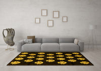 Machine Washable Abstract Yellow Modern Rug, wshabs3232yw