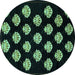 Round Abstract Turquoise Modern Rug, abs3232turq