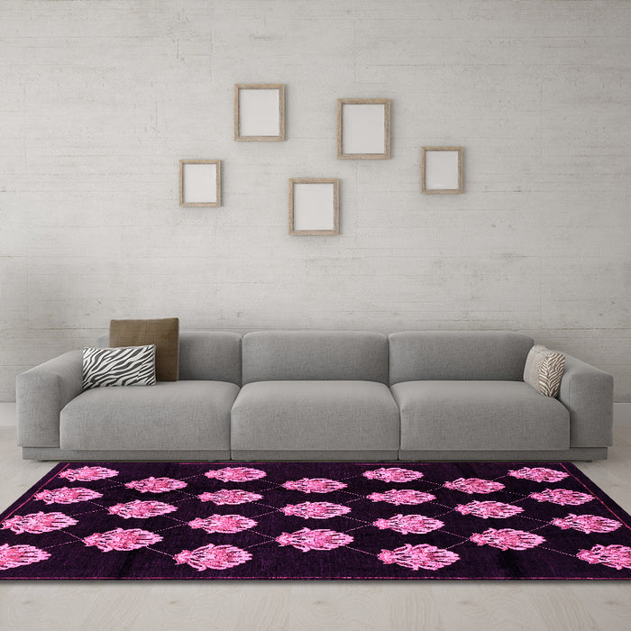 Machine Washable Abstract Pink Modern Rug in a Living Room, wshabs3232pnk