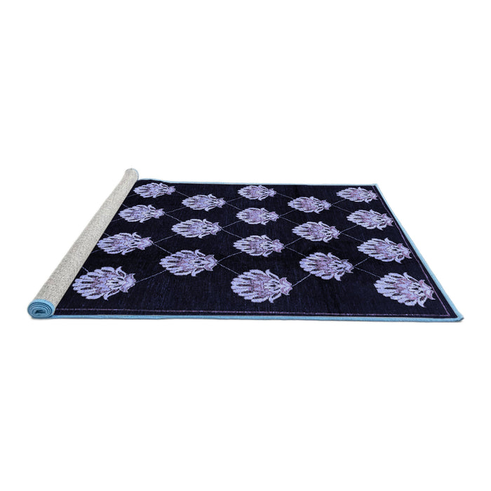 Sideview of Machine Washable Abstract Blue Modern Rug, wshabs3232blu