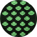 Round Machine Washable Abstract Emerald Green Modern Area Rugs, wshabs3232emgrn