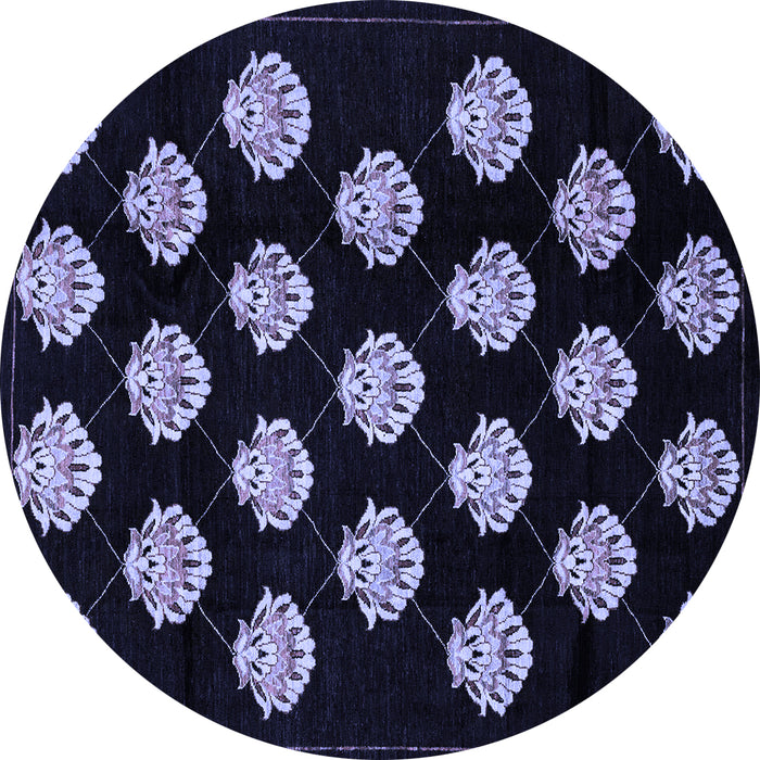 Round Machine Washable Abstract Blue Modern Rug, wshabs3232blu