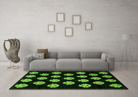 Machine Washable Abstract Green Modern Rug, wshabs3232grn