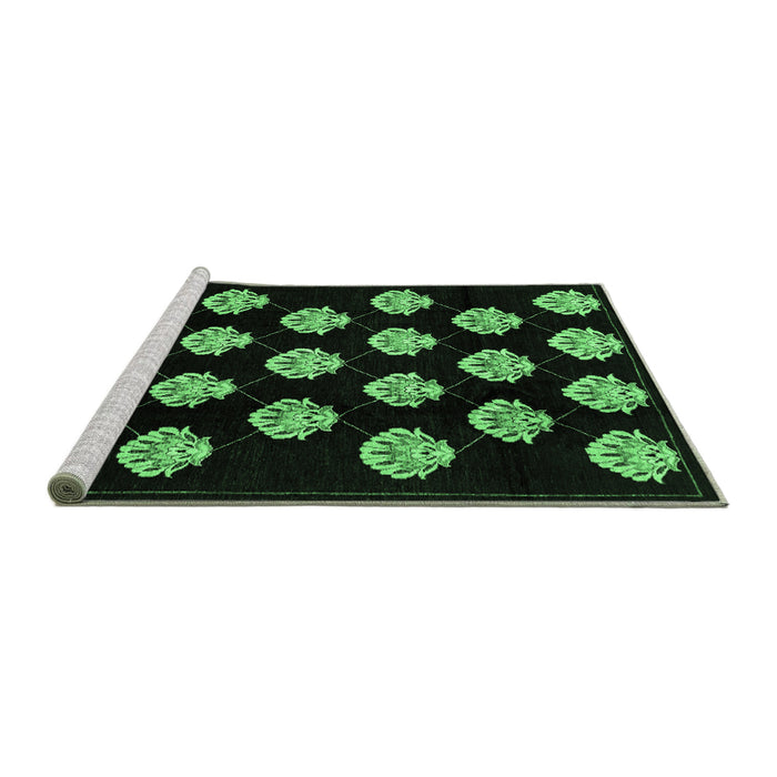 Sideview of Machine Washable Abstract Emerald Green Modern Area Rugs, wshabs3232emgrn
