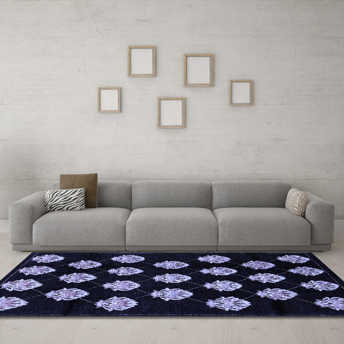 Machine Washable Abstract Blue Modern Rug in a Living Room, wshabs3232blu