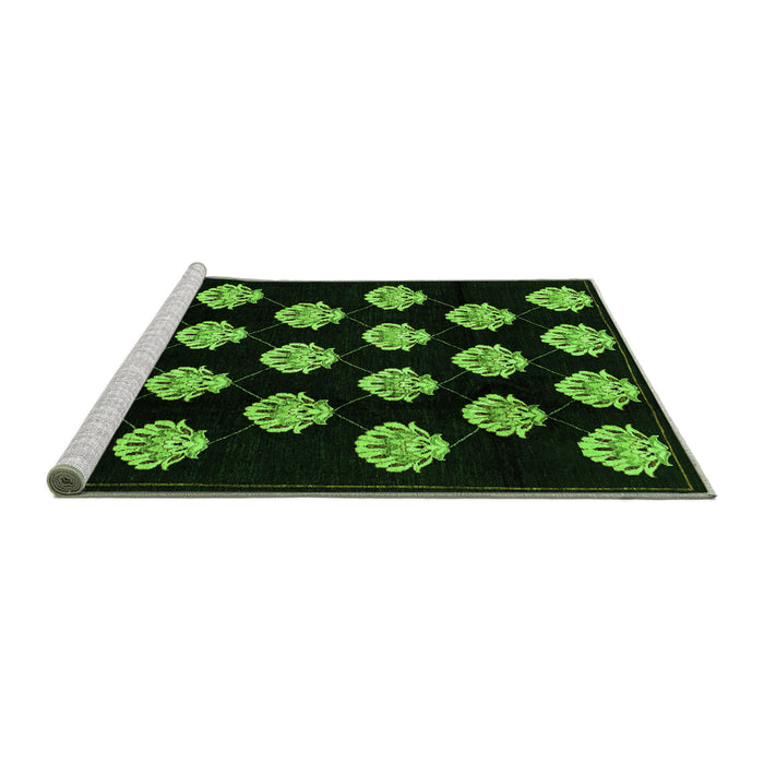 Sideview of Machine Washable Abstract Green Modern Area Rugs, wshabs3232grn