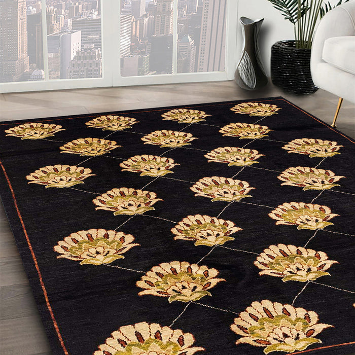 Machine Washable Abstract Sienna Brown Rug in a Family Room, wshabs3232