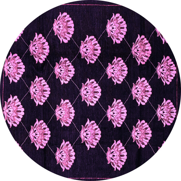 Round Machine Washable Abstract Purple Modern Area Rugs, wshabs3232pur