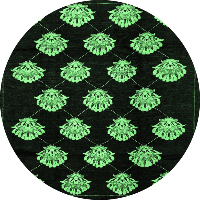 Round Abstract Emerald Green Modern Rug, abs3232emgrn