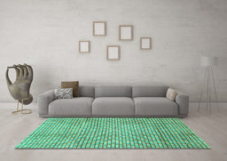Machine Washable Abstract Turquoise Modern Area Rugs in a Living Room,, wshabs3233turq