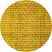 Round Machine Washable Abstract Yellow Modern Rug, wshabs3233yw