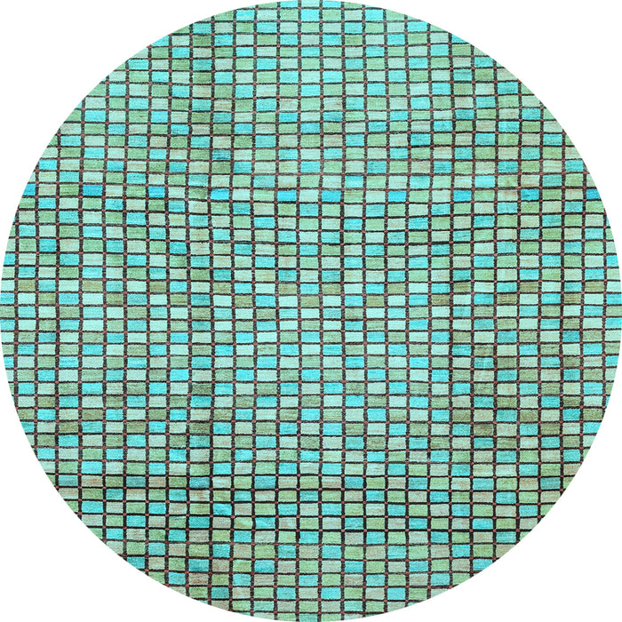 Round Abstract Light Blue Modern Rug, abs3233lblu