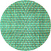 Round Abstract Turquoise Modern Rug, abs3233turq