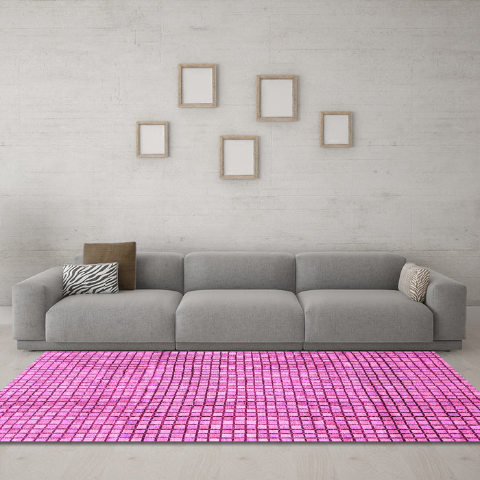 Machine Washable Abstract Pink Modern Rug in a Living Room, wshabs3233pnk