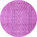 Round Machine Washable Abstract Purple Modern Area Rugs, wshabs3233pur