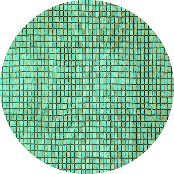 Round Machine Washable Abstract Turquoise Modern Area Rugs, wshabs3233turq