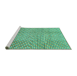 Sideview of Machine Washable Abstract Turquoise Modern Area Rugs, wshabs3233turq