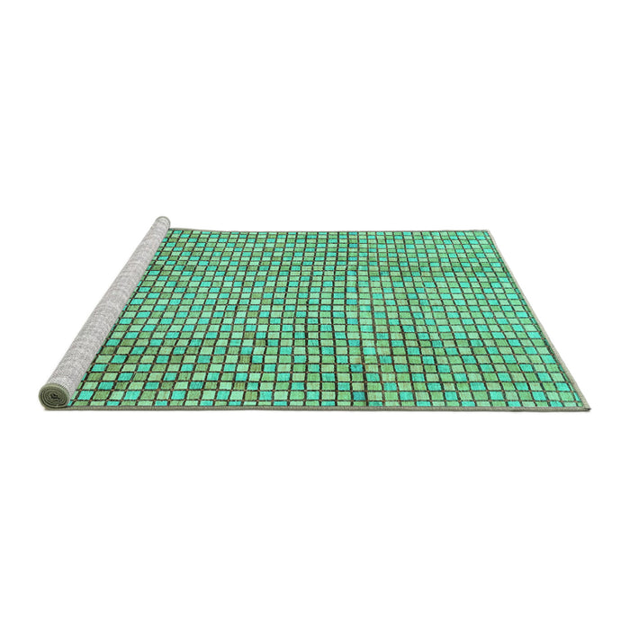 Sideview of Machine Washable Abstract Turquoise Modern Area Rugs, wshabs3233turq