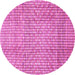 Round Machine Washable Abstract Pink Modern Rug, wshabs3233pnk