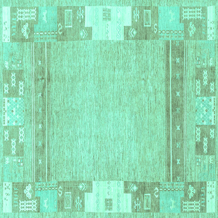 Square Machine Washable Abstract Turquoise Modern Area Rugs, wshabs3234turq