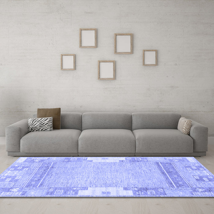 Machine Washable Abstract Blue Modern Rug in a Living Room, wshabs3234blu