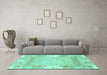 Machine Washable Abstract Turquoise Modern Area Rugs in a Living Room,, wshabs3234turq