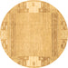 Round Abstract Brown Modern Rug, abs3234brn