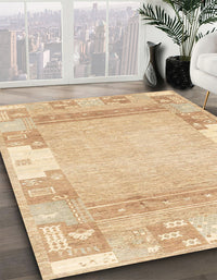 Abstract Brown Gold Modern Rug, abs3234