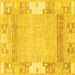 Square Machine Washable Abstract Yellow Modern Rug, wshabs3234yw