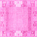 Square Machine Washable Abstract Pink Modern Rug, wshabs3234pnk