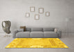 Machine Washable Abstract Yellow Modern Rug in a Living Room, wshabs3234yw