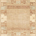 Square Abstract Brown Gold Modern Rug, abs3234