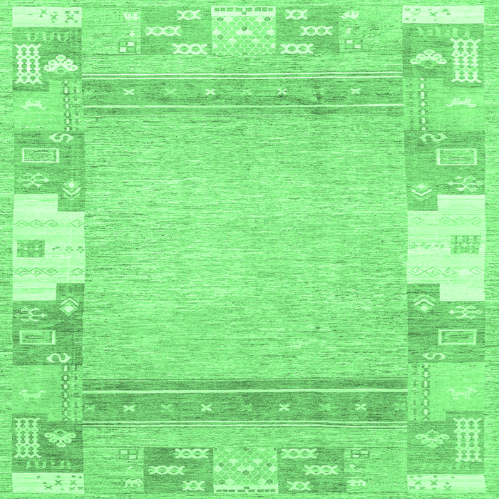 Square Abstract Emerald Green Modern Rug, abs3234emgrn