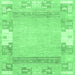 Square Abstract Emerald Green Modern Rug, abs3234emgrn