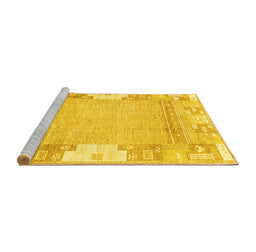 Sideview of Machine Washable Abstract Yellow Modern Rug, wshabs3234yw