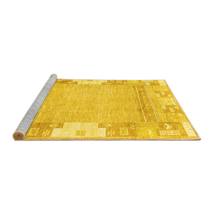 Sideview of Machine Washable Abstract Yellow Modern Rug, wshabs3234yw