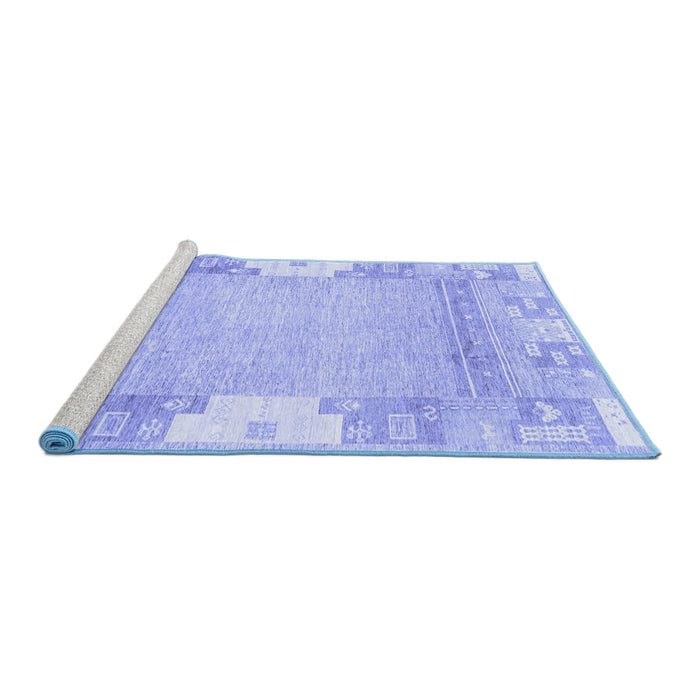 Sideview of Machine Washable Abstract Blue Modern Rug, wshabs3234blu