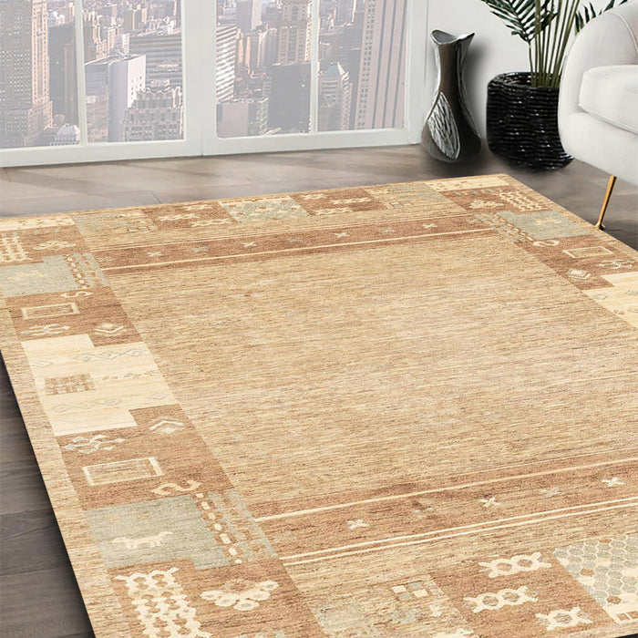 Machine Washable Abstract Brown Gold Rug in a Family Room, wshabs3234