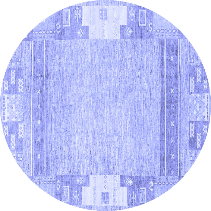 Round Abstract Blue Modern Rug, abs3234blu
