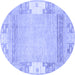 Round Abstract Blue Modern Rug, abs3234blu