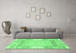 Machine Washable Abstract Emerald Green Modern Area Rugs in a Living Room,, wshabs3234emgrn