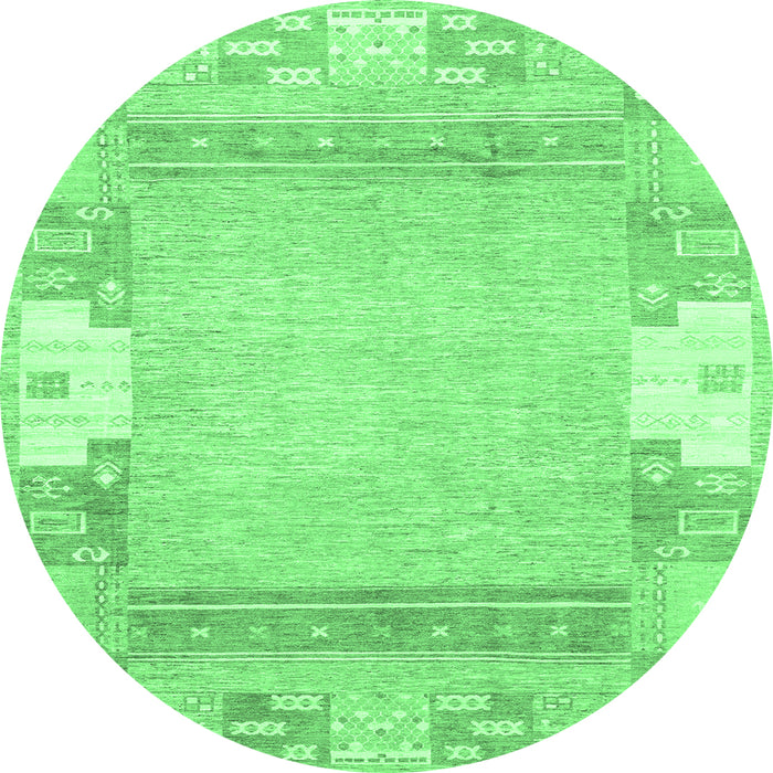 Round Abstract Emerald Green Modern Rug, abs3234emgrn