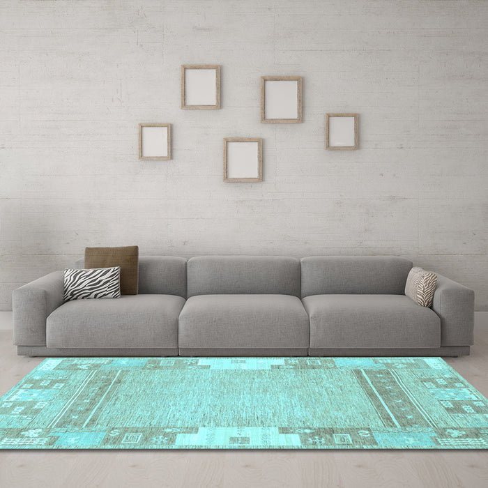 Machine Washable Abstract Light Blue Modern Rug in a Living Room, wshabs3234lblu